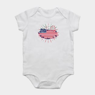 4th of July Fireworks Spectacular, Independence Day, fireworks, celebration, patriotic, crowd, holiday, festive, night, USA, cheer Baby Bodysuit